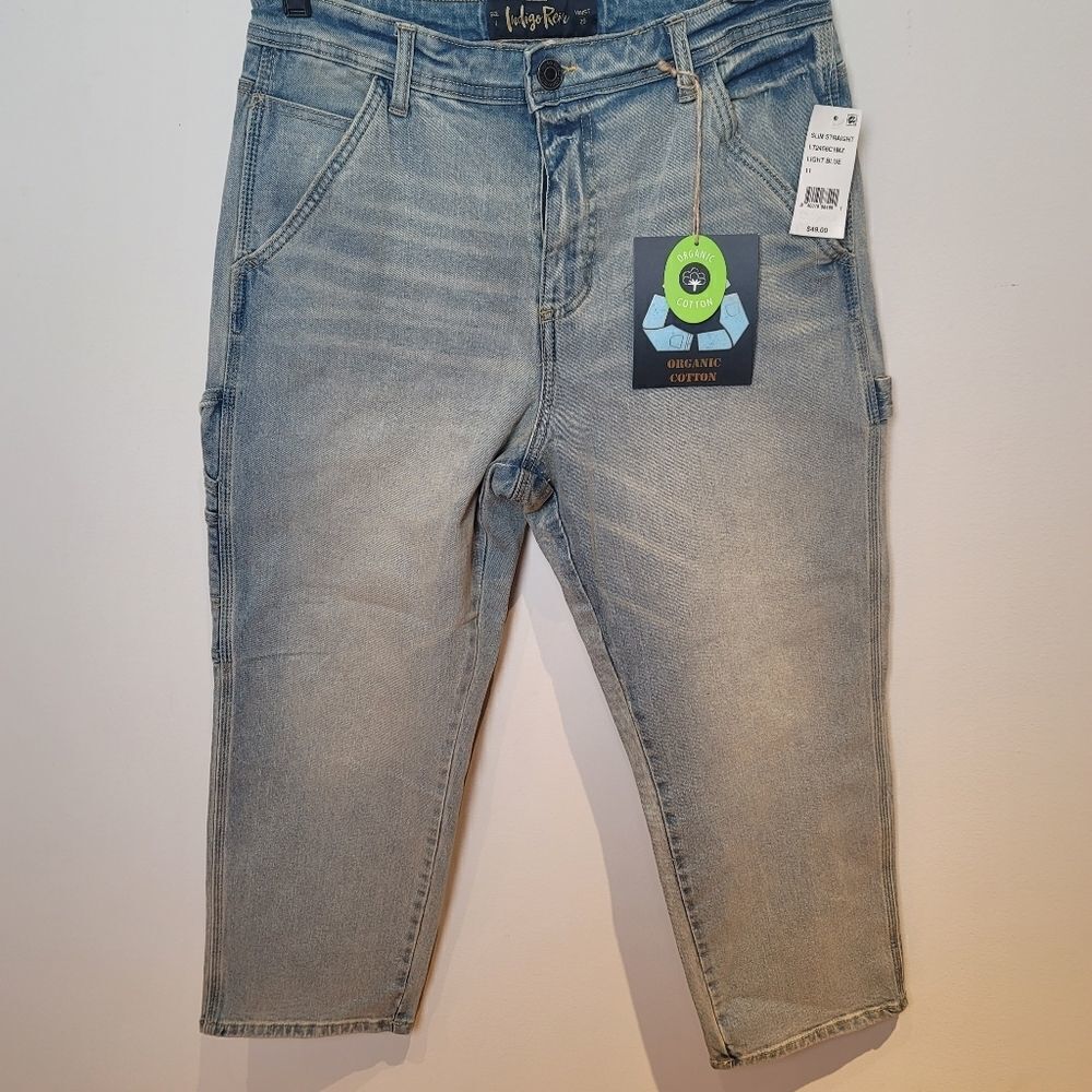Indigo Rein Crop Super High Rise/ Slim Straight Light Blue Size 11/ 29 NWT